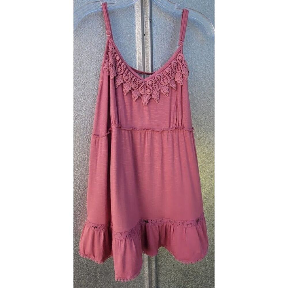 Maurices Dusty Mauve Crochet & Lace Tank Top Size 0 (14W)